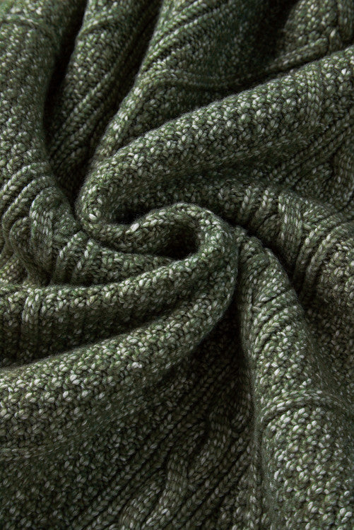 Mist Green Cable Knit Drop Shoulder Loose Fit Sweater Dress (s-3x)