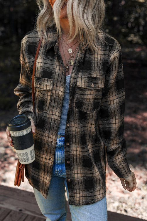 šššš„ šØš šš”š ššš² Multicolour Retro Plaid Double Flap Pocket Brushed Shacket šØš«š¢š š¢š§šš„š„š² $šš