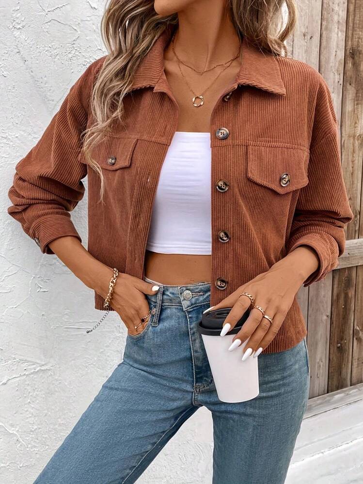 Corduroy button jacket (s-2x)