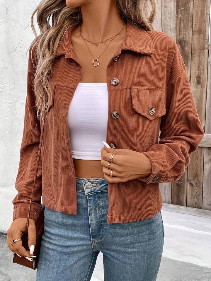 Corduroy button jacket (s-2x)