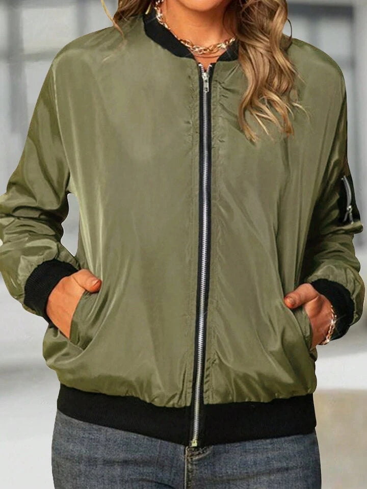 Army green zip up jacket