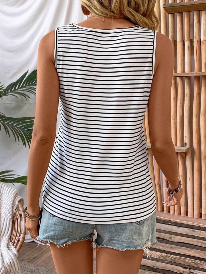 Stripe button down tank