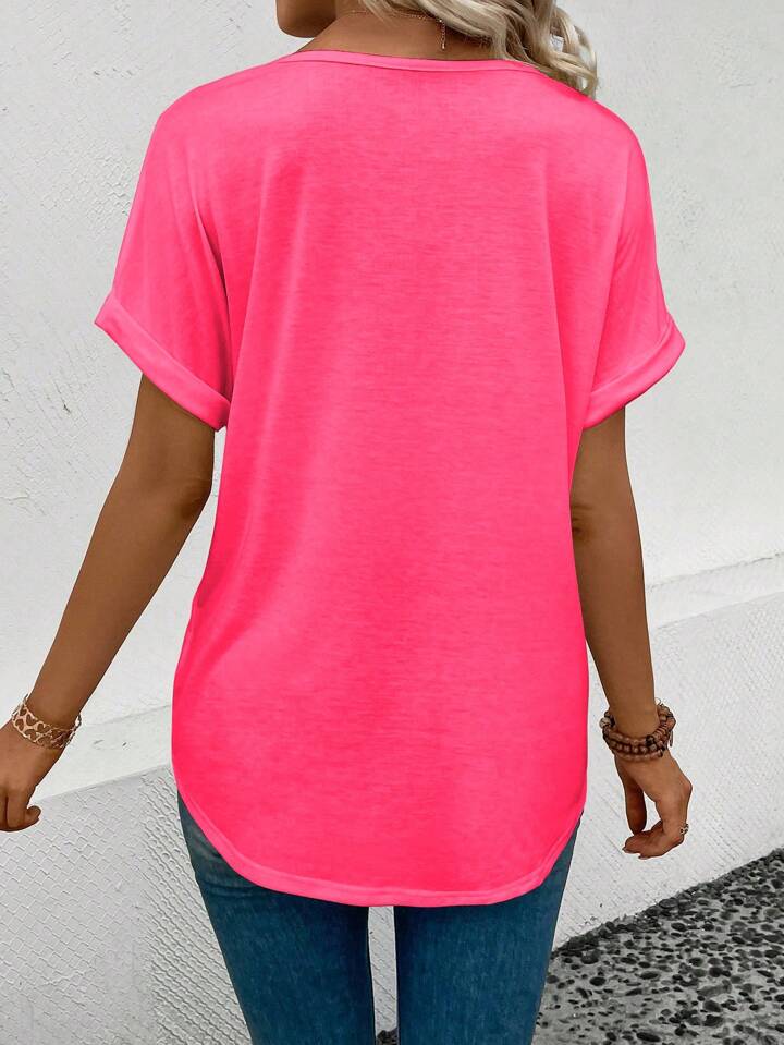 Hot pink round neck tee