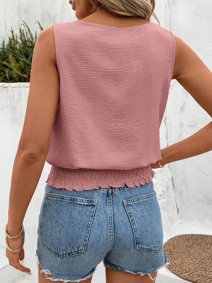 sleeveless round neck blouse