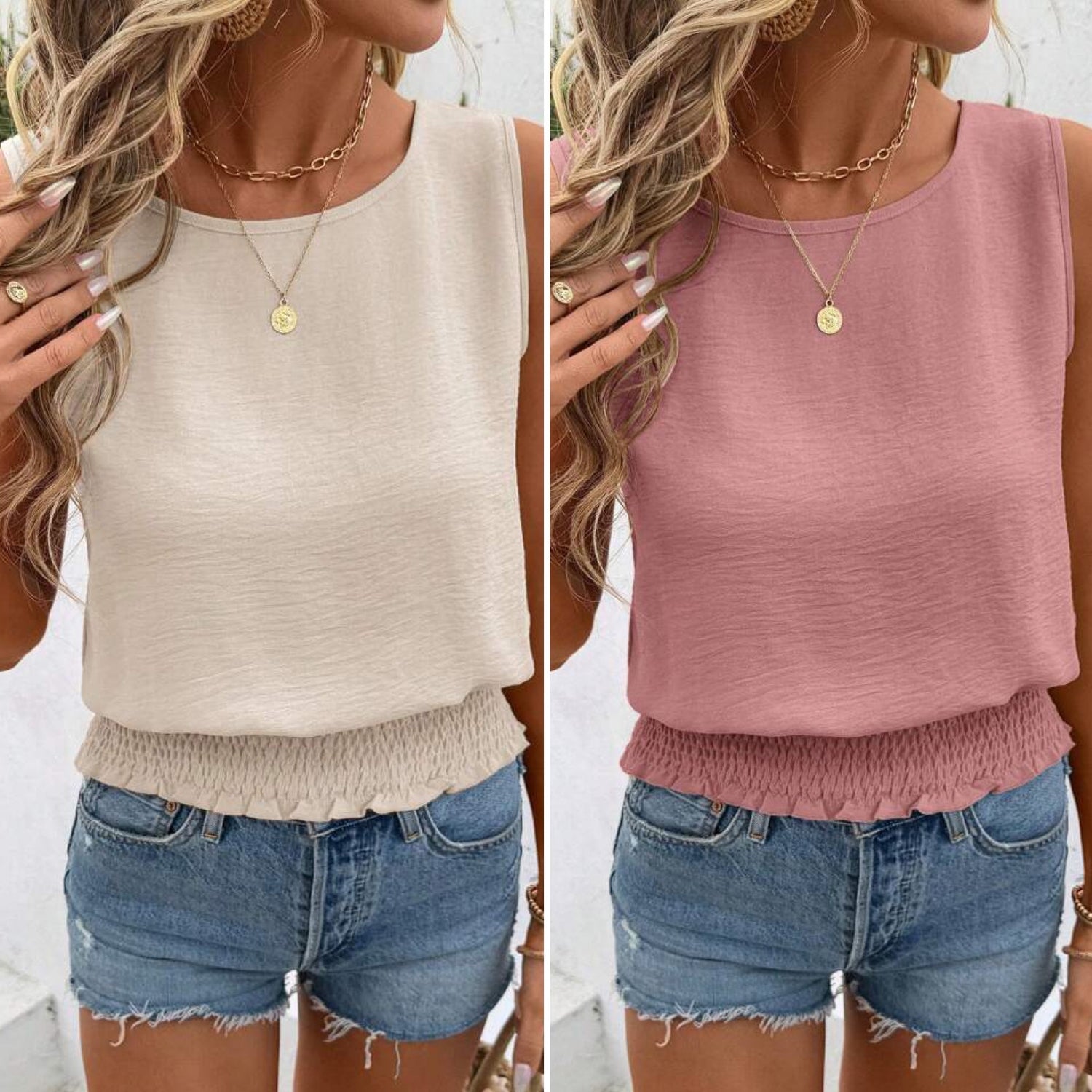 sleeveless round neck blouse