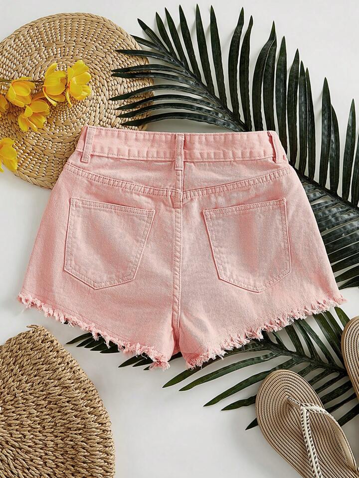 Light pink denim shorts