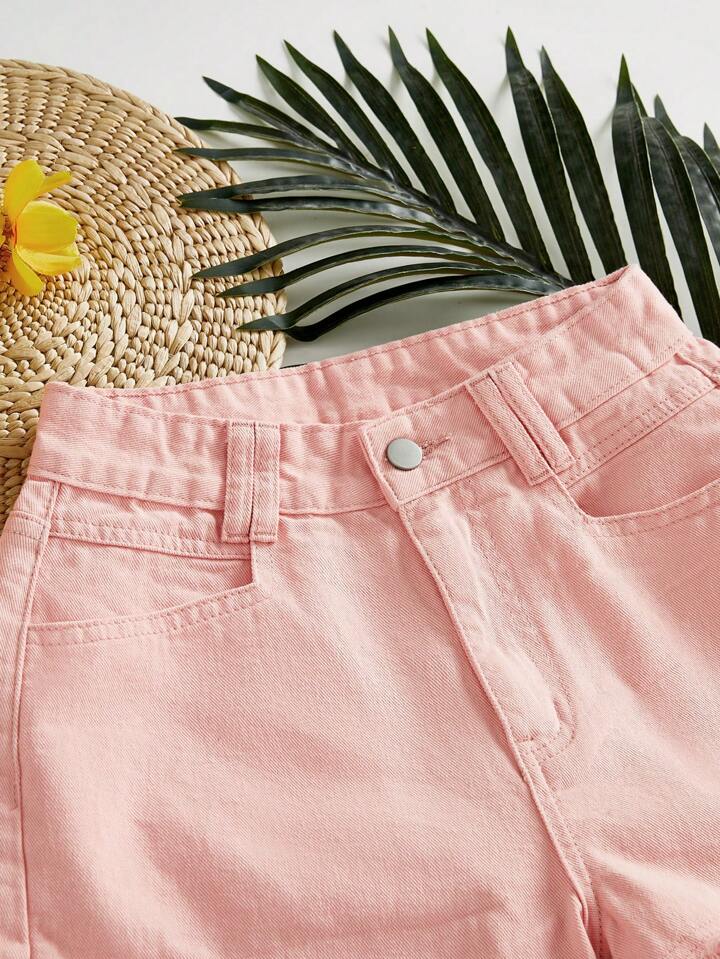 Light pink denim shorts