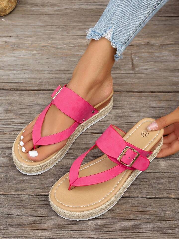 Pink/black buckle sandal