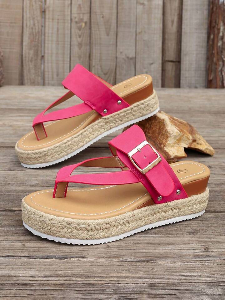 Pink/black buckle sandal