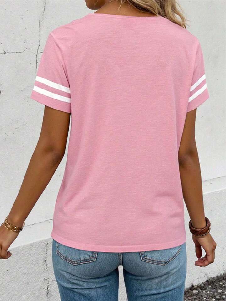 Pink varsity stripe tshirt