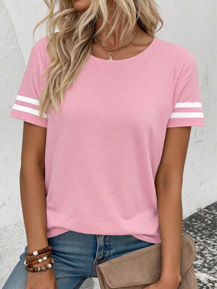 Pink varsity stripe tshirt