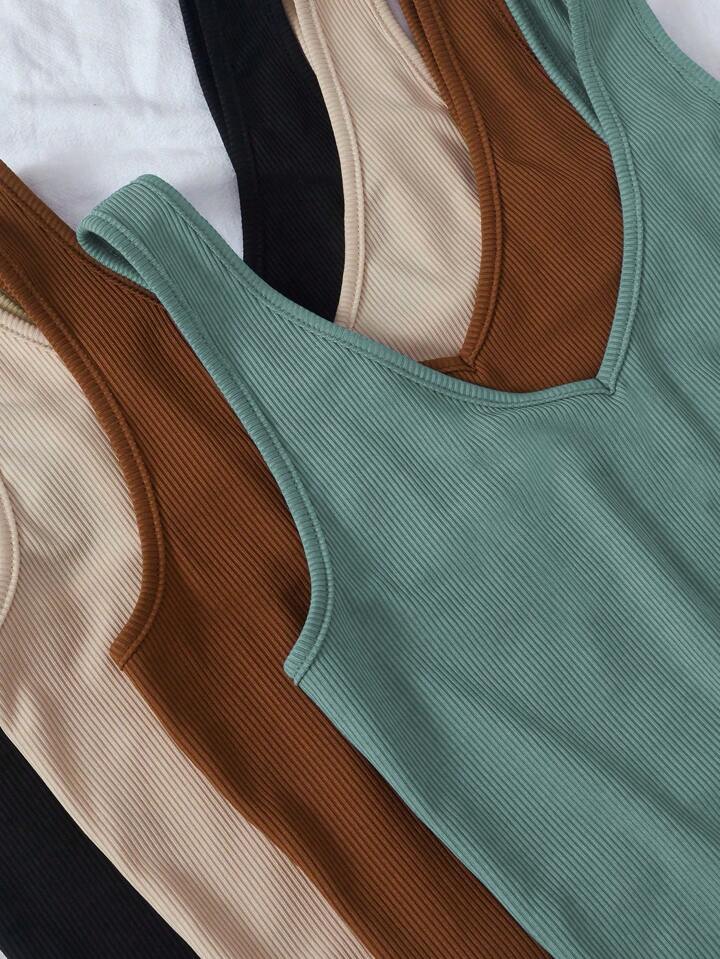 4piece solid crop top tank