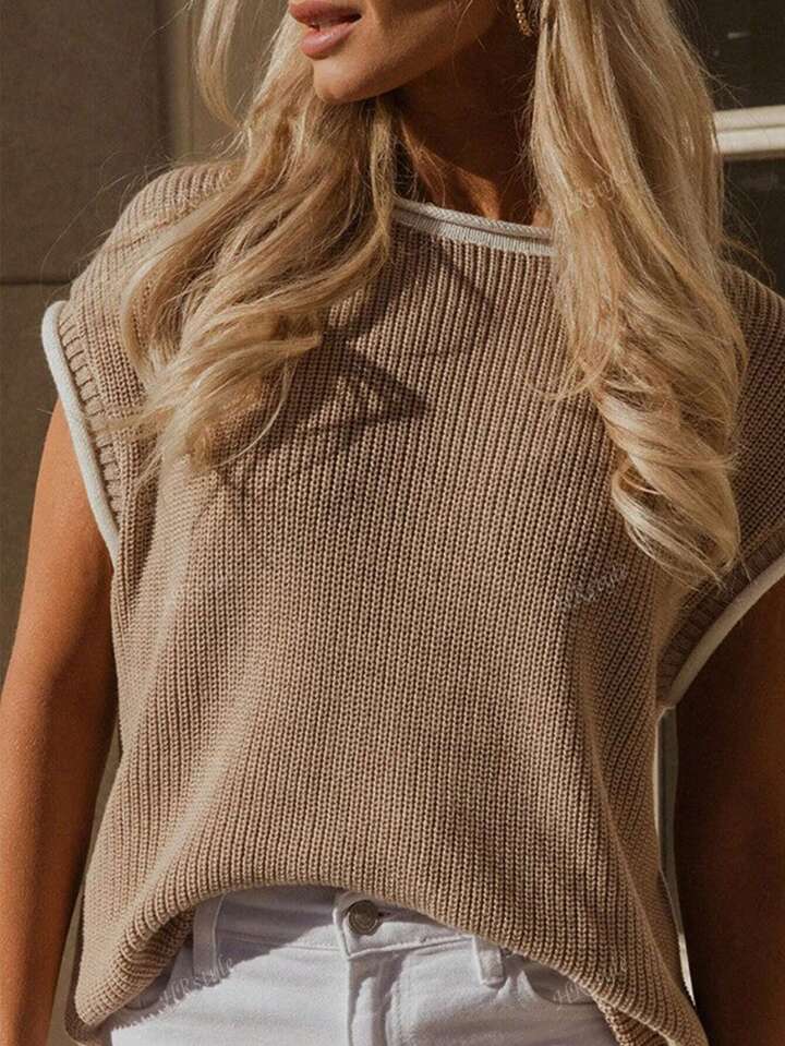 khaki knit top