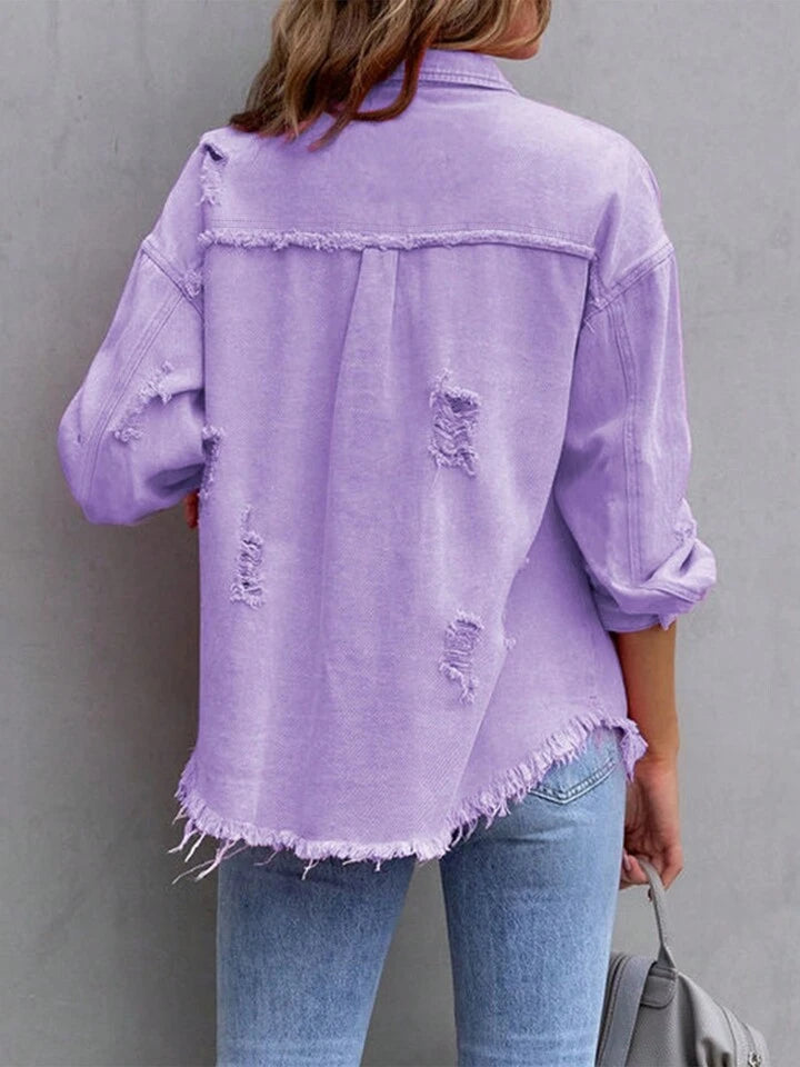 Lavender distressed Jean jacket