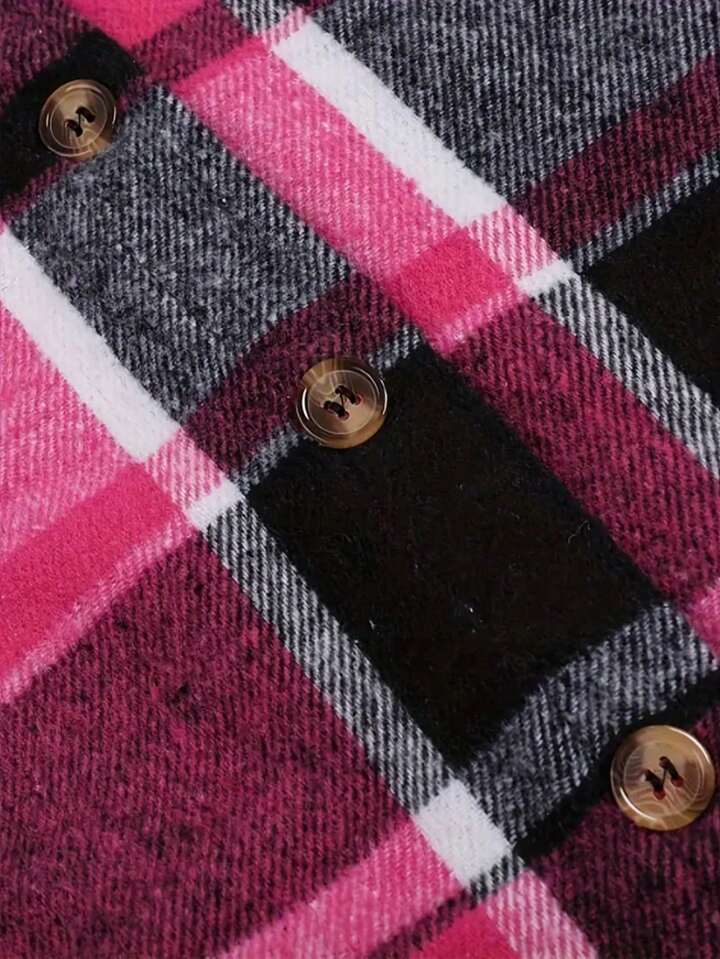 pink/black plaid shacket