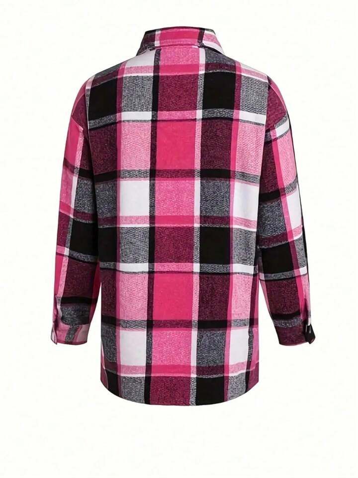 pink/black plaid shacket