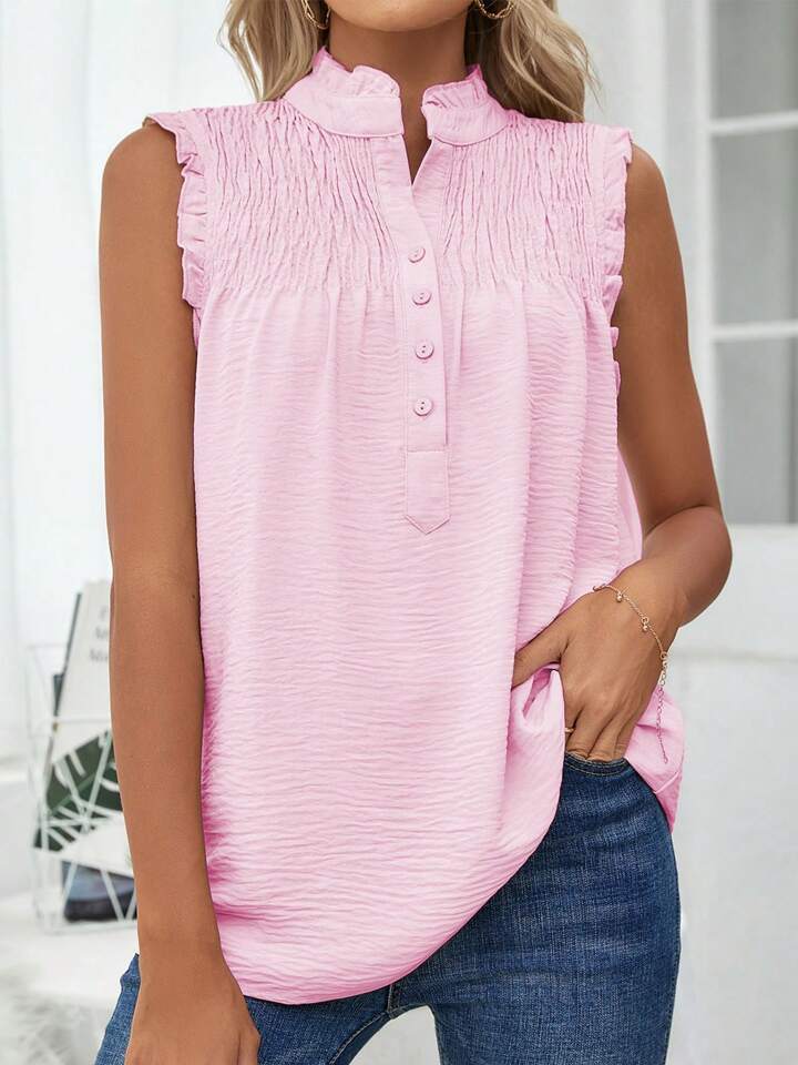 Baby pink ruffle sleeve tank (s-2x)