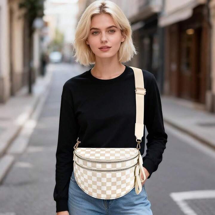 Checkered crossbody purse