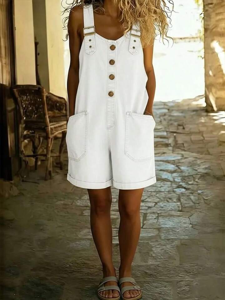 Denim oversized overall shorts (2 colors)