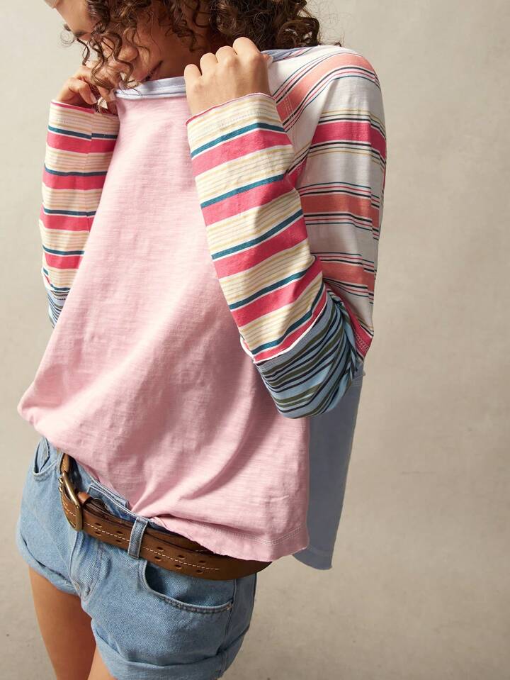 Pink striped long sleeve