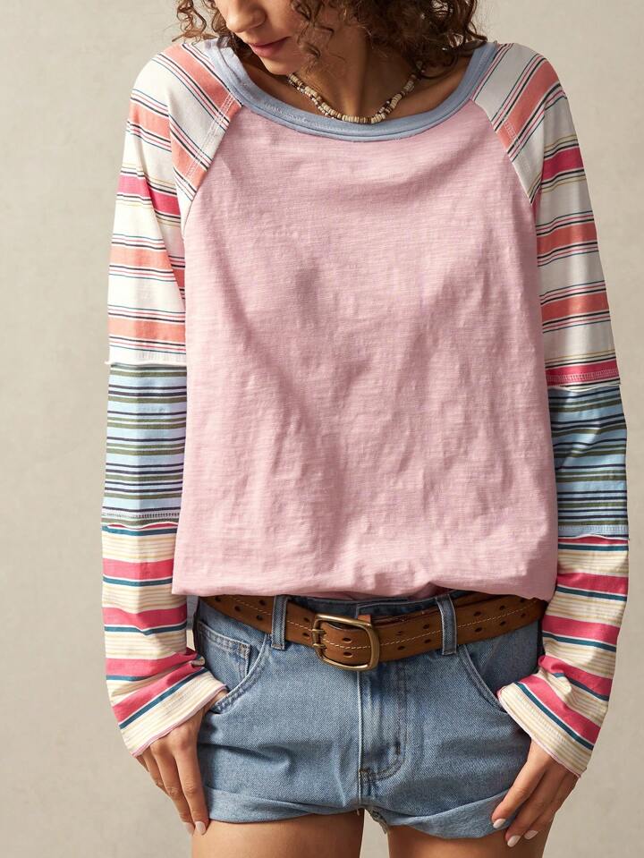 Pink striped long sleeve