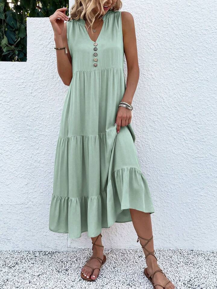 Light green layered maxi dress (s-2x)