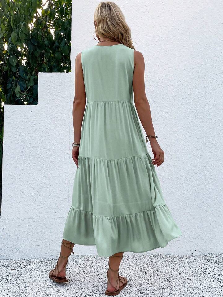 Light green layered maxi dress (s-2x)