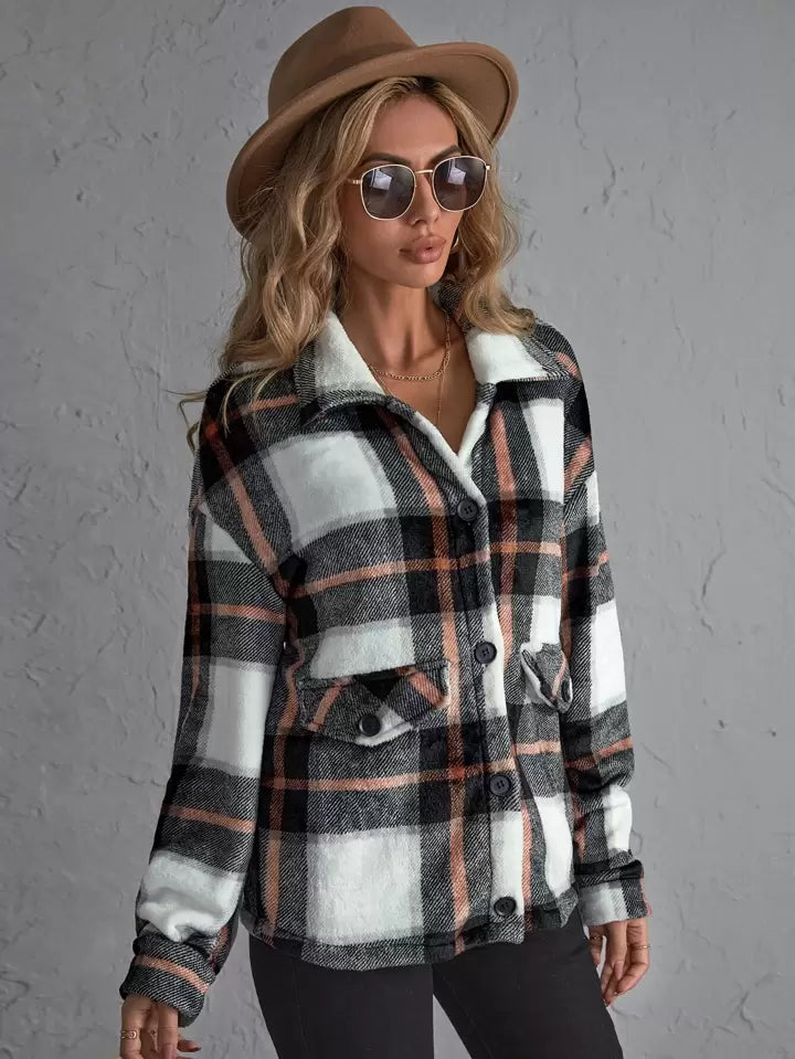 black W/ brown shacket