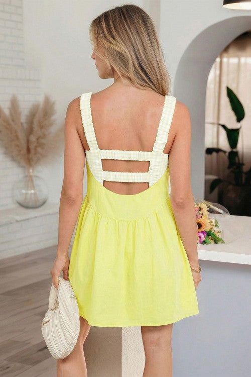 (2 colors) Two Piece Gingham Contrast Patchwork Loose Mini Dress