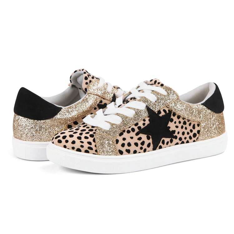 Black leopard gold star sneaker