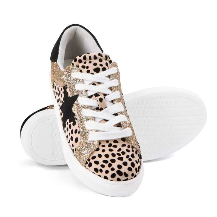 Black leopard gold star sneaker
