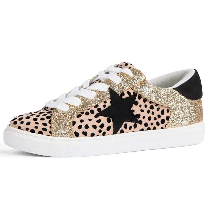 Black leopard gold star sneaker