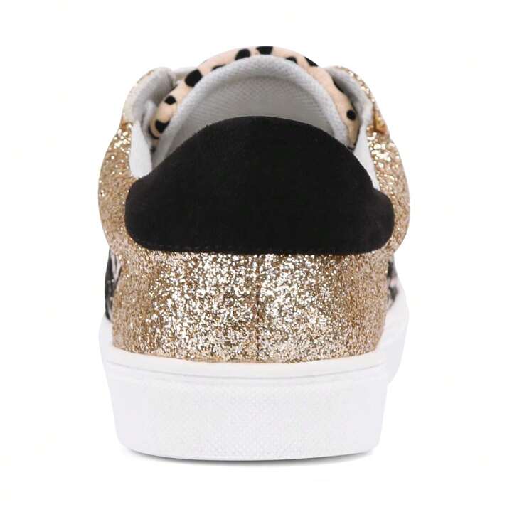 Black leopard gold star sneaker