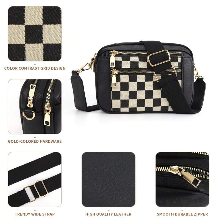 Brown or black checkered purse