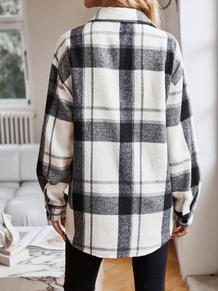 Button up long sleeve plaid top