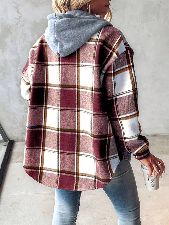 Maroon lined shacket