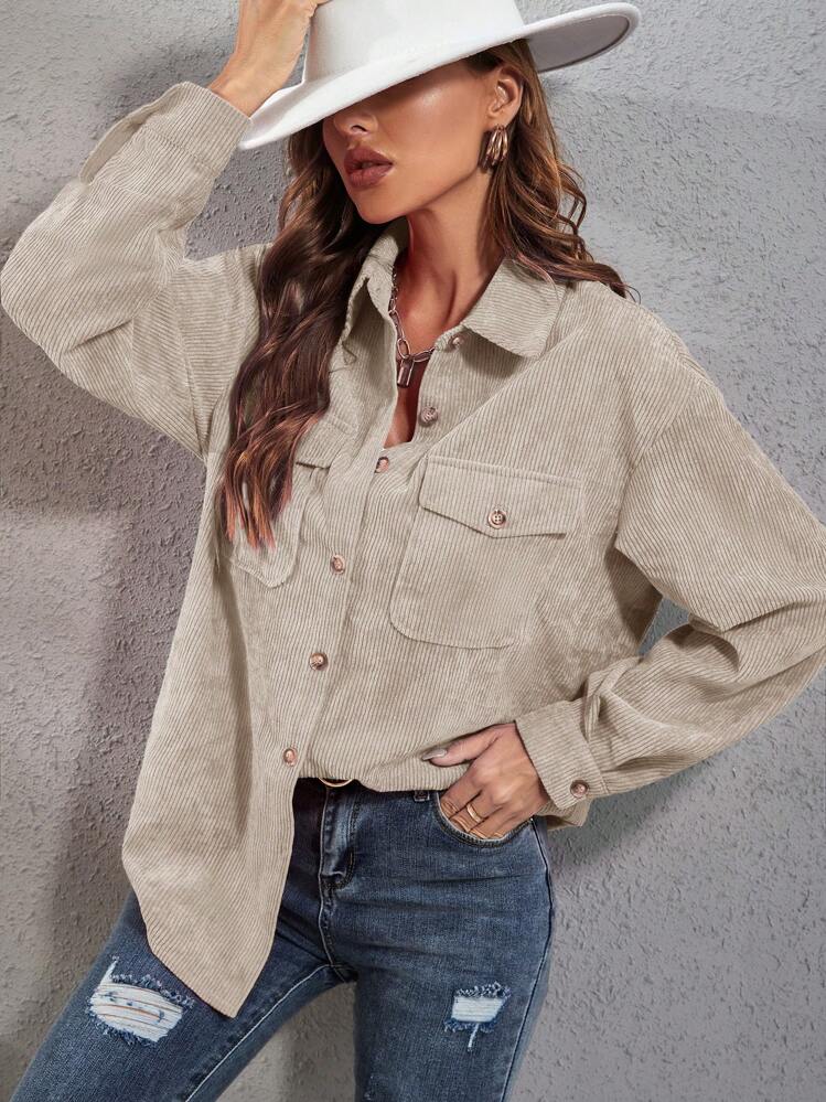tan corduroy jacket w/ front pocket