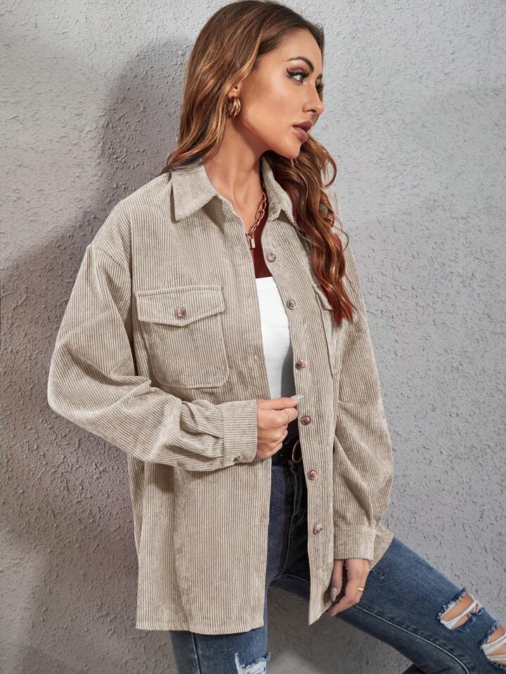 tan corduroy jacket w/ front pocket