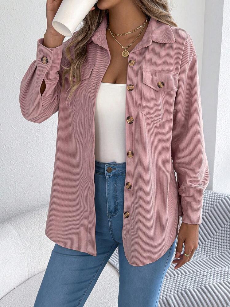 Light pink corduroy jacket W/ front pocket