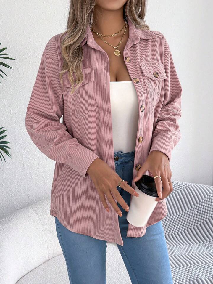 Light pink corduroy jacket W/ front pocket