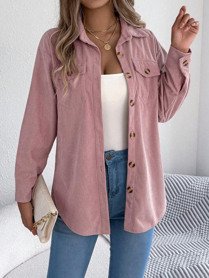 Light pink corduroy jacket W/ front pocket