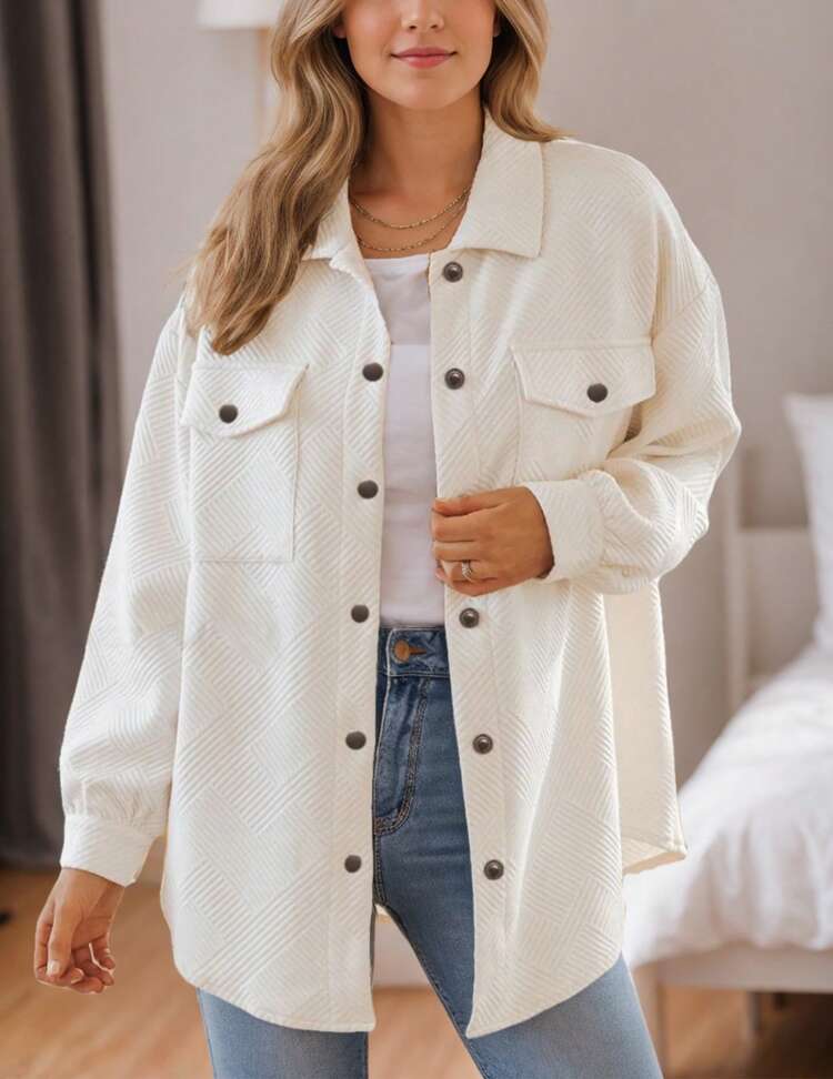 White waffle jacket w/front pockets (s-2x)