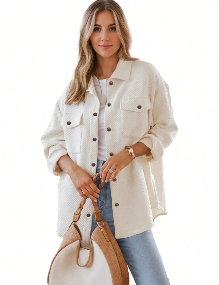 White waffle jacket w/front pockets (s-2x)
