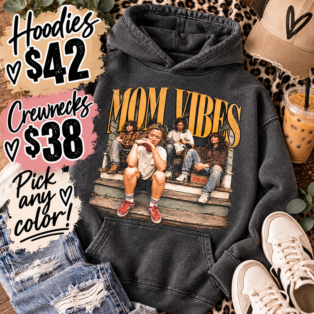 Mom life crewneck/hoodie