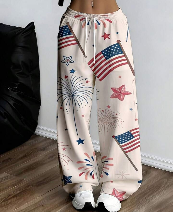 Red white and blue sweatpants
