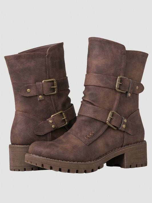 Brown boot with side zipper