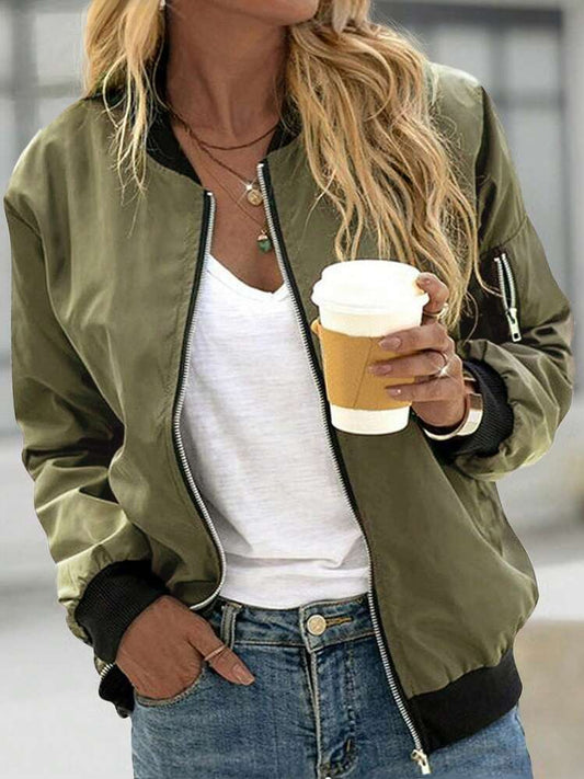 Army green zip up jacket