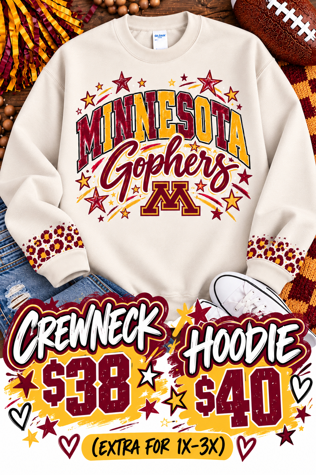 Minnesota Gophers crewneck or hoodie