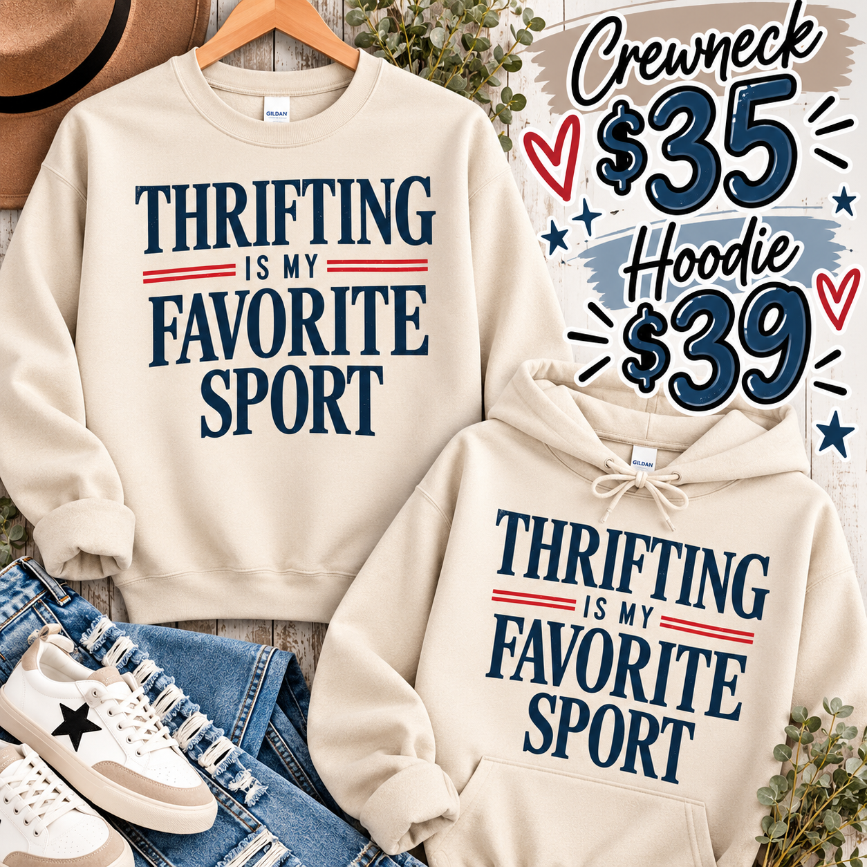 Thrifting is my … crewneck/hoodie