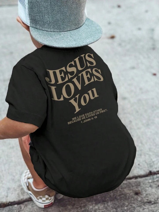 Black YOUTH Jesus loves you T-shirt